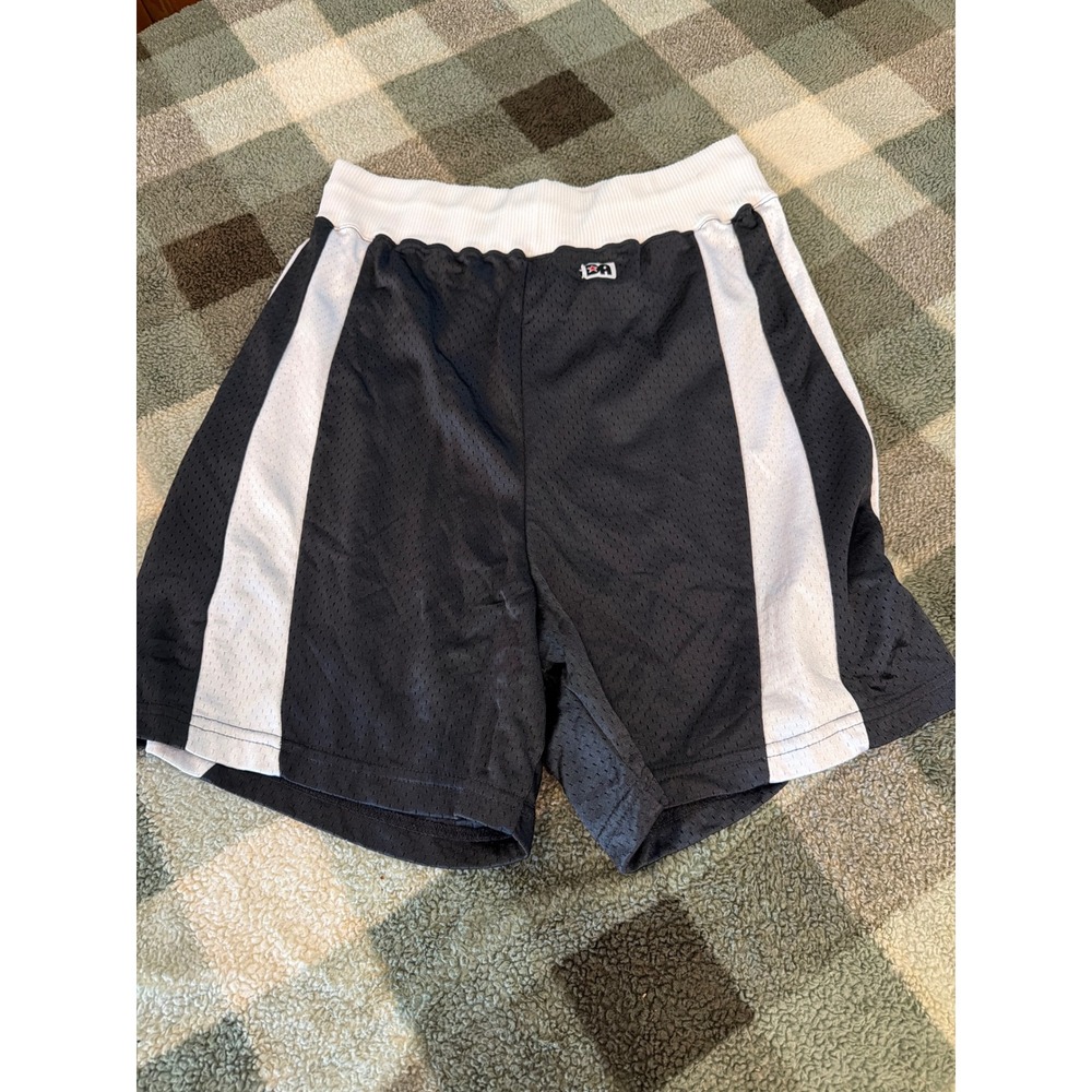 Vintage Don Alleson Athletic Mesh Gym Shorts Black White Side Stripe Made in USA